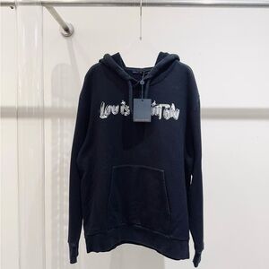 Authentic Louis Vuitton Black Hoodie with White Logo